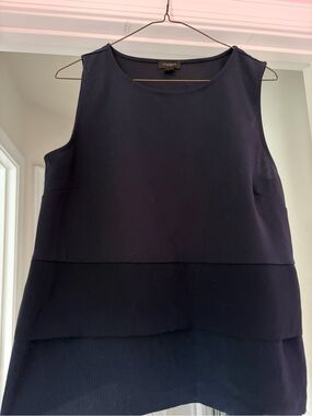Ann Taylor Navy Sleeveless Layered Shell Top